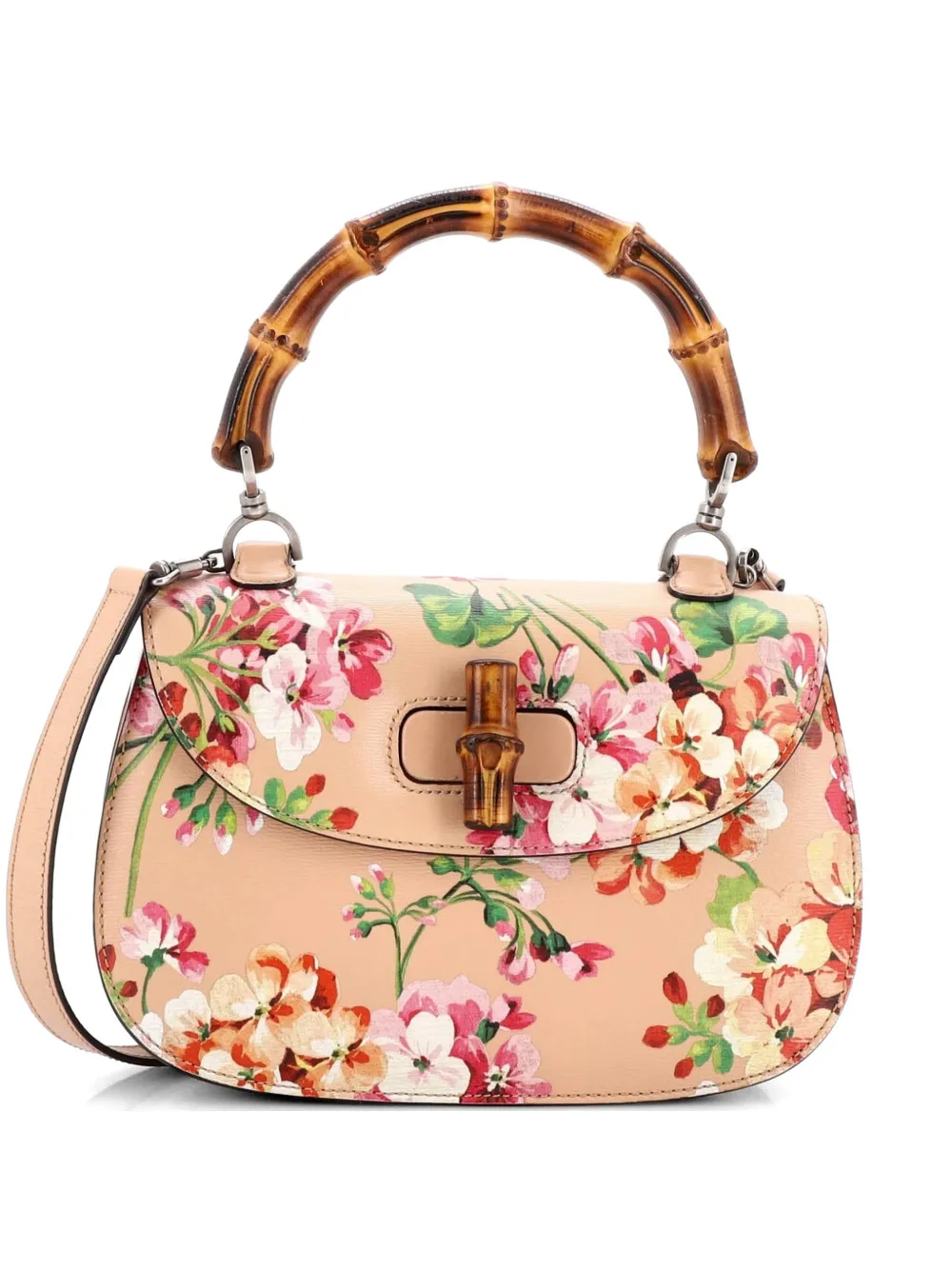 Gucci Pre-Owned Bamboo Top Handle Bag Blooms Print Leather Small satchel - Toni neutri