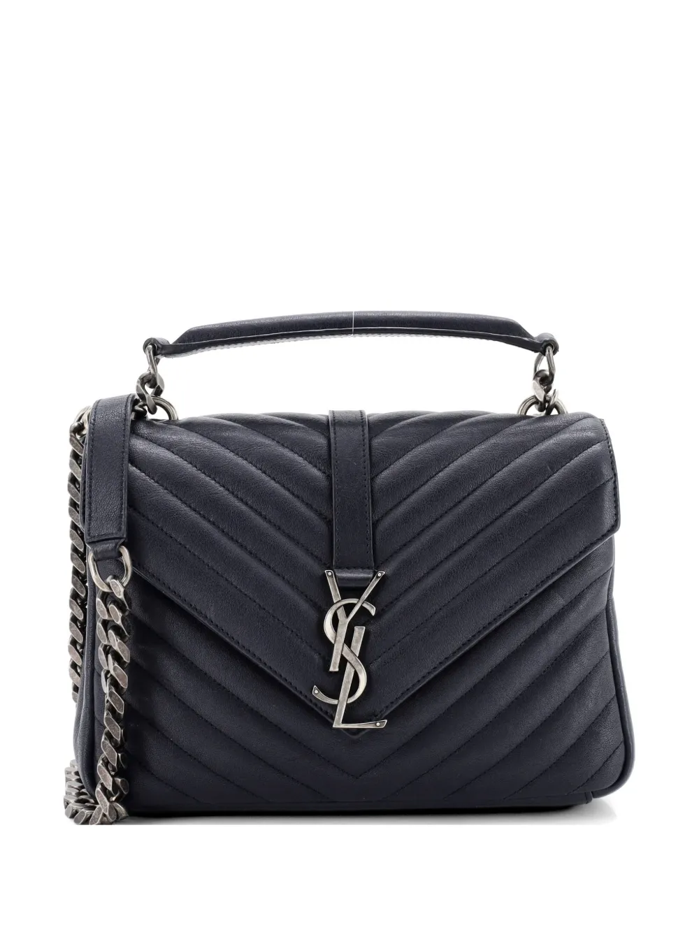 Saint Laurent Pre-Owned Classic Monogram College Bag Matelasse Chevron Leather Medium crossbody bag - Blu