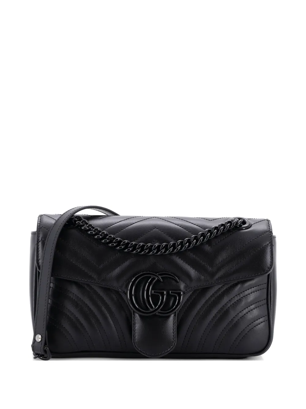 Gucci Pre-Owned GG Marmont Flap Bag Matelasse Leather Medium shoulder bag - Nero