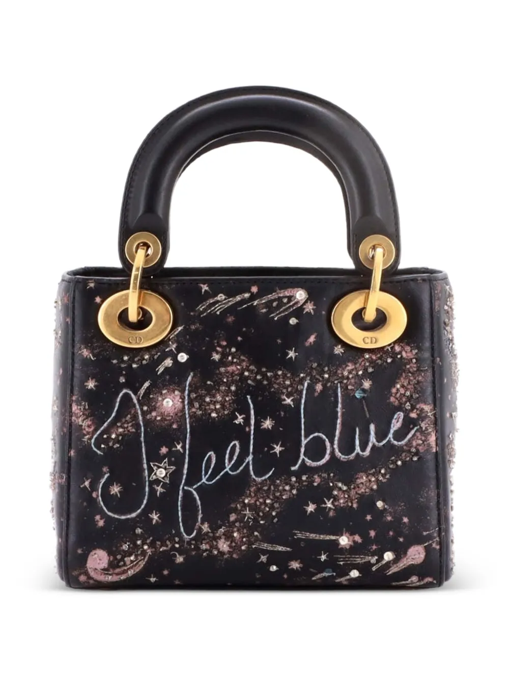 Christian Dior Pre-Owned Lady Dior Chain Bag Embroidered Calfskin Mini satchel - Nero