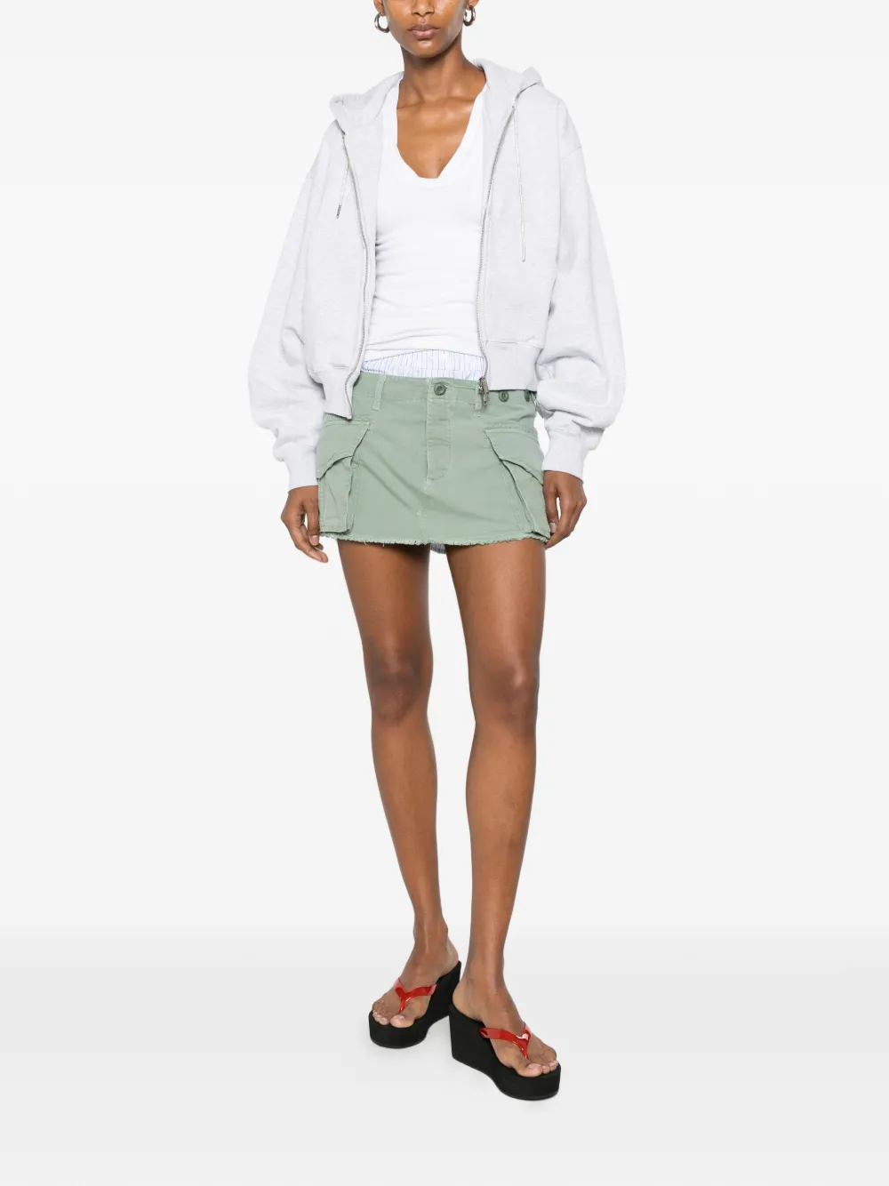 Alexander Wang Cargo gerafelde rok Groen