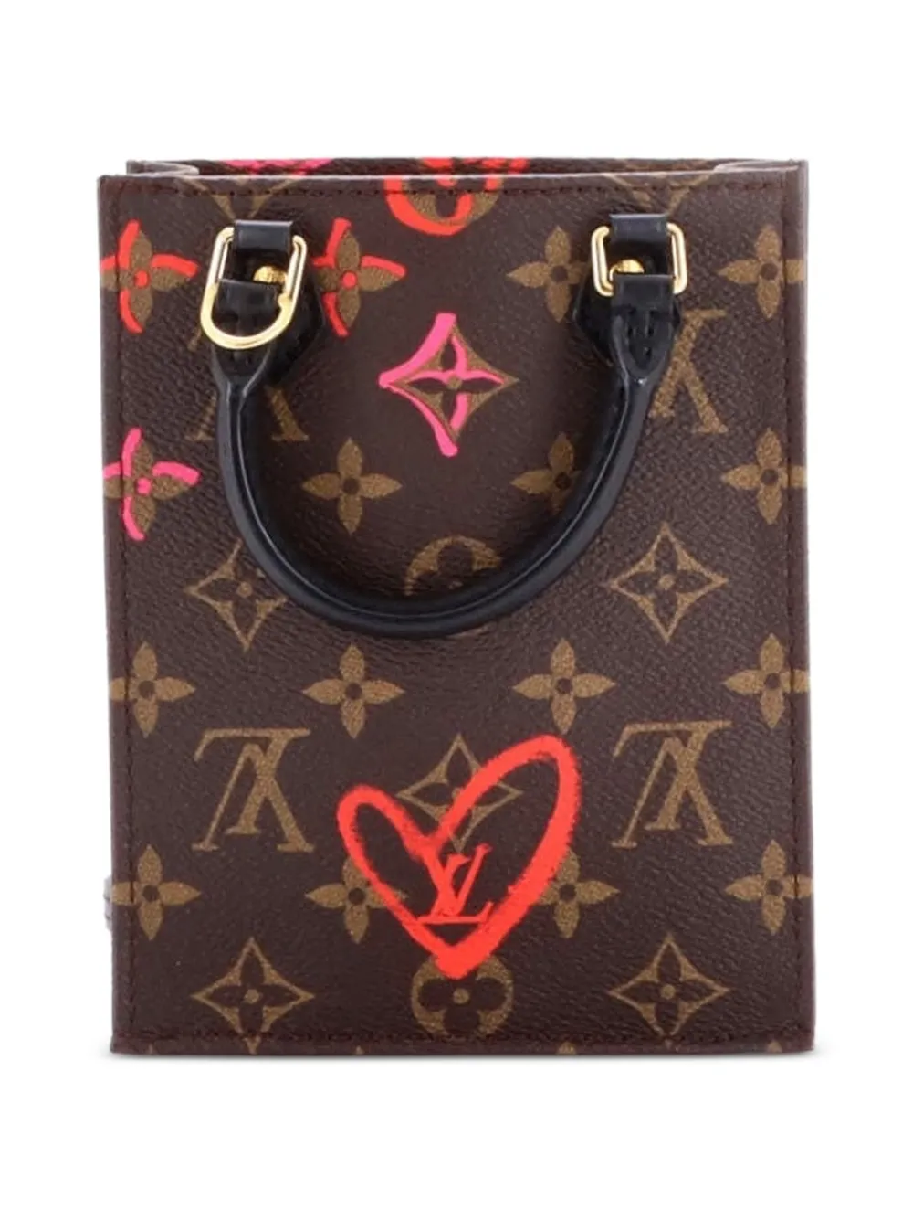 Louis Vuitton Pre-owned Petit Sac Plat Bag Limited Edition Fall in Love Monogram Canvas Tote Bag in Brown, view 2