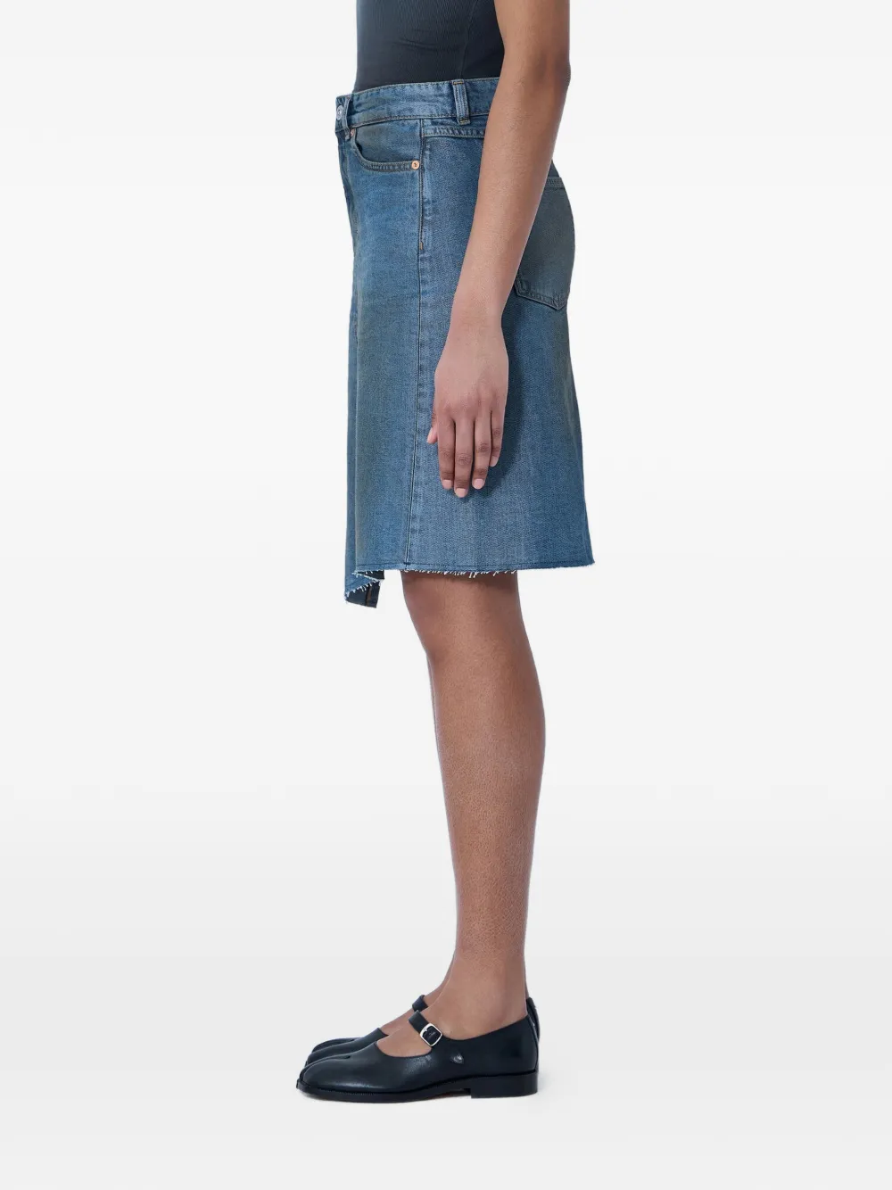 OUR LEGACY Asymmetrische rok met gerafelde afwerking Blauw