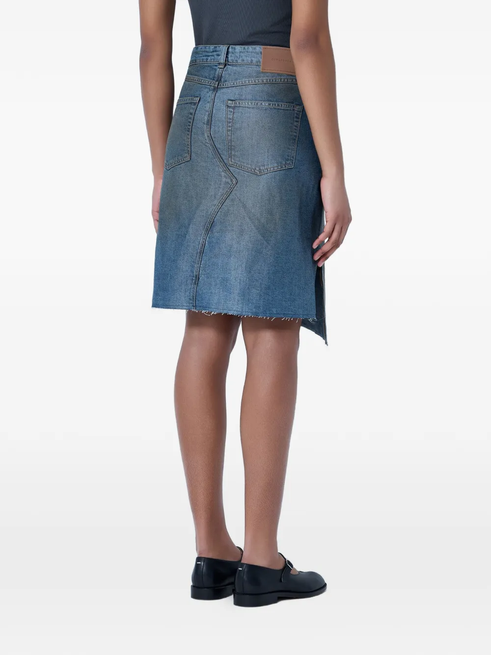 OUR LEGACY Asymmetrische rok met gerafelde afwerking Blauw