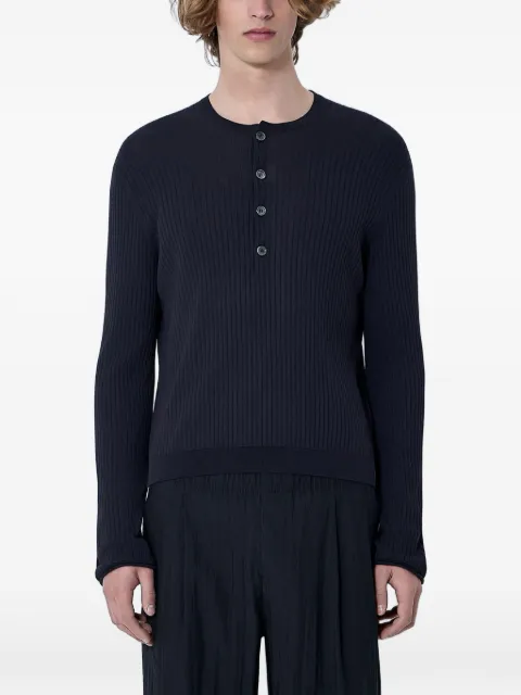 OUR LEGACY Fine Henley ribbed-knit Henley sweater