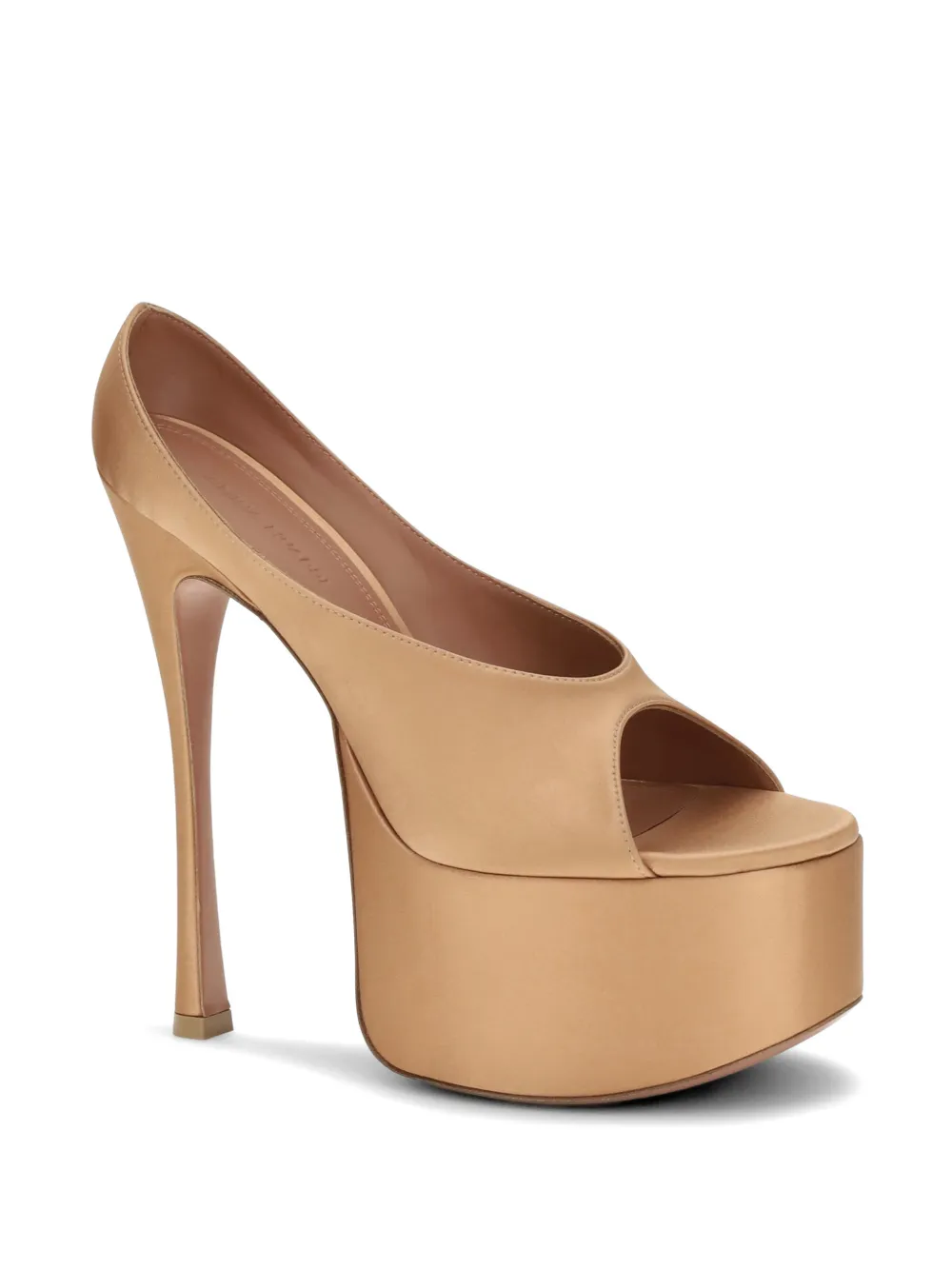 Amina Muaddi Anok Plateau satin pumps Beige