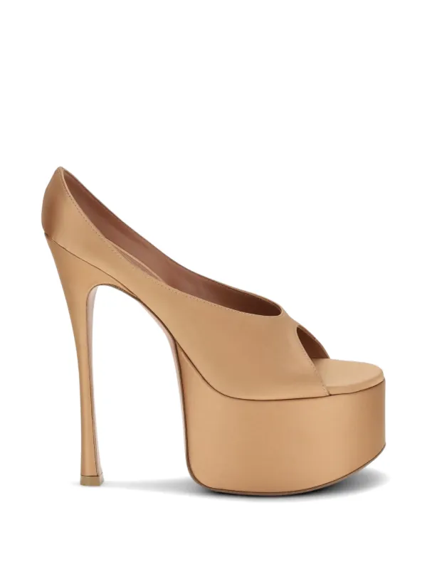 Amina Muaddi Anok Plateau Satin Pumps in Neutrals