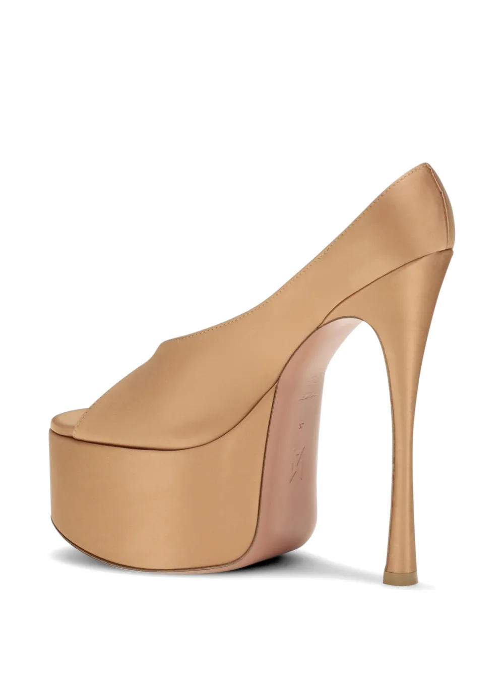 Amina Muaddi Anok Plateau satin pumps Beige