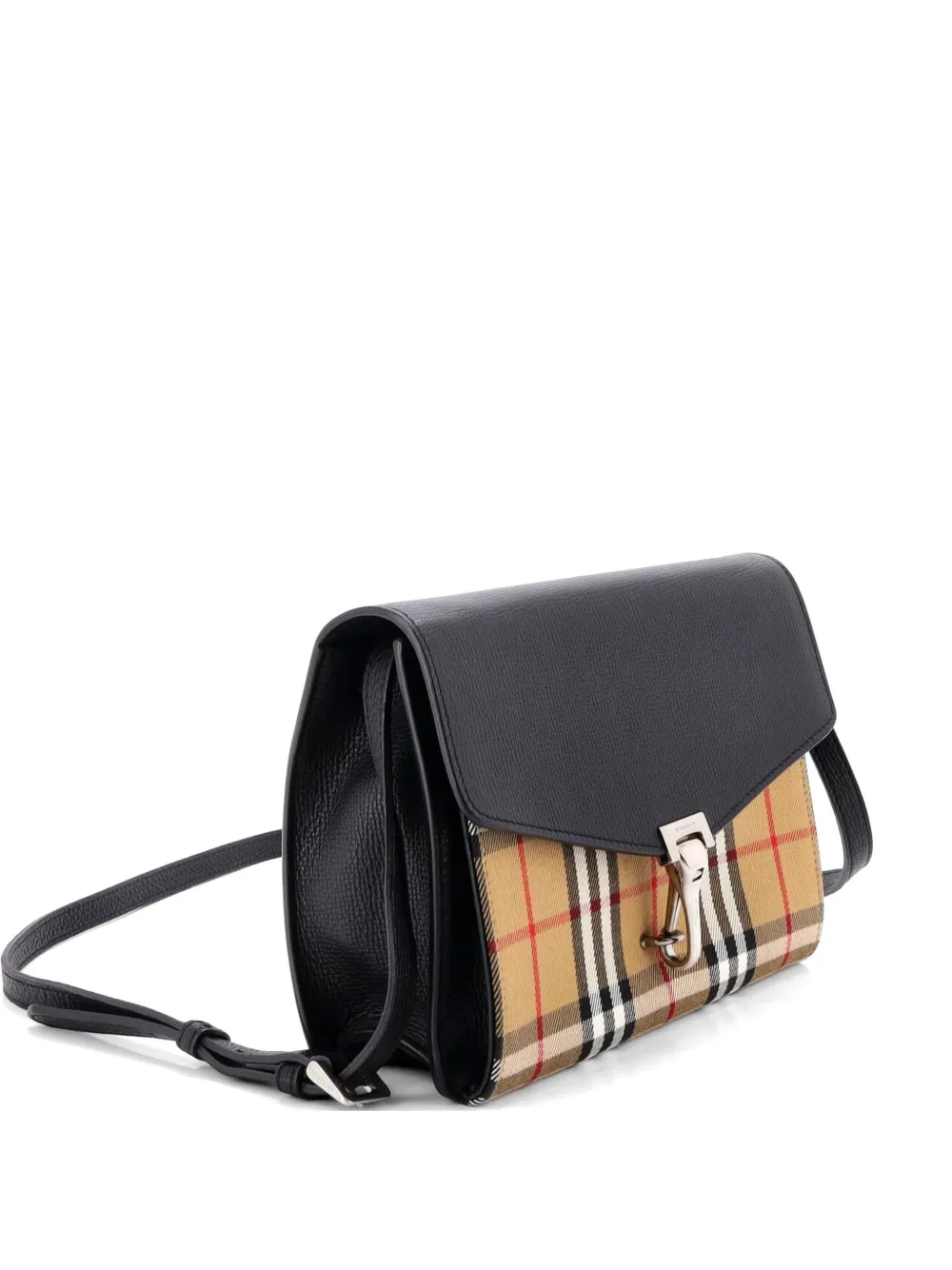 Burberry Pre-Owned Macken Leather and Vintage Check Canvas Small crossbody bag - Schwarz