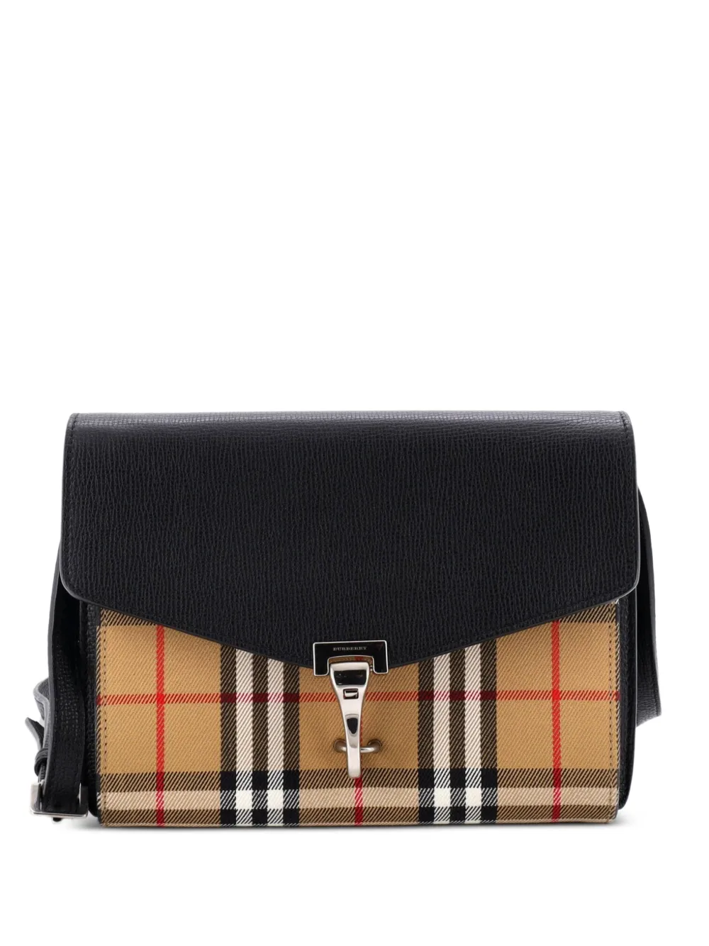 Burberry Pre-Owned Macken Leather and Vintage Check Canvas Small crossbody bag - Nero