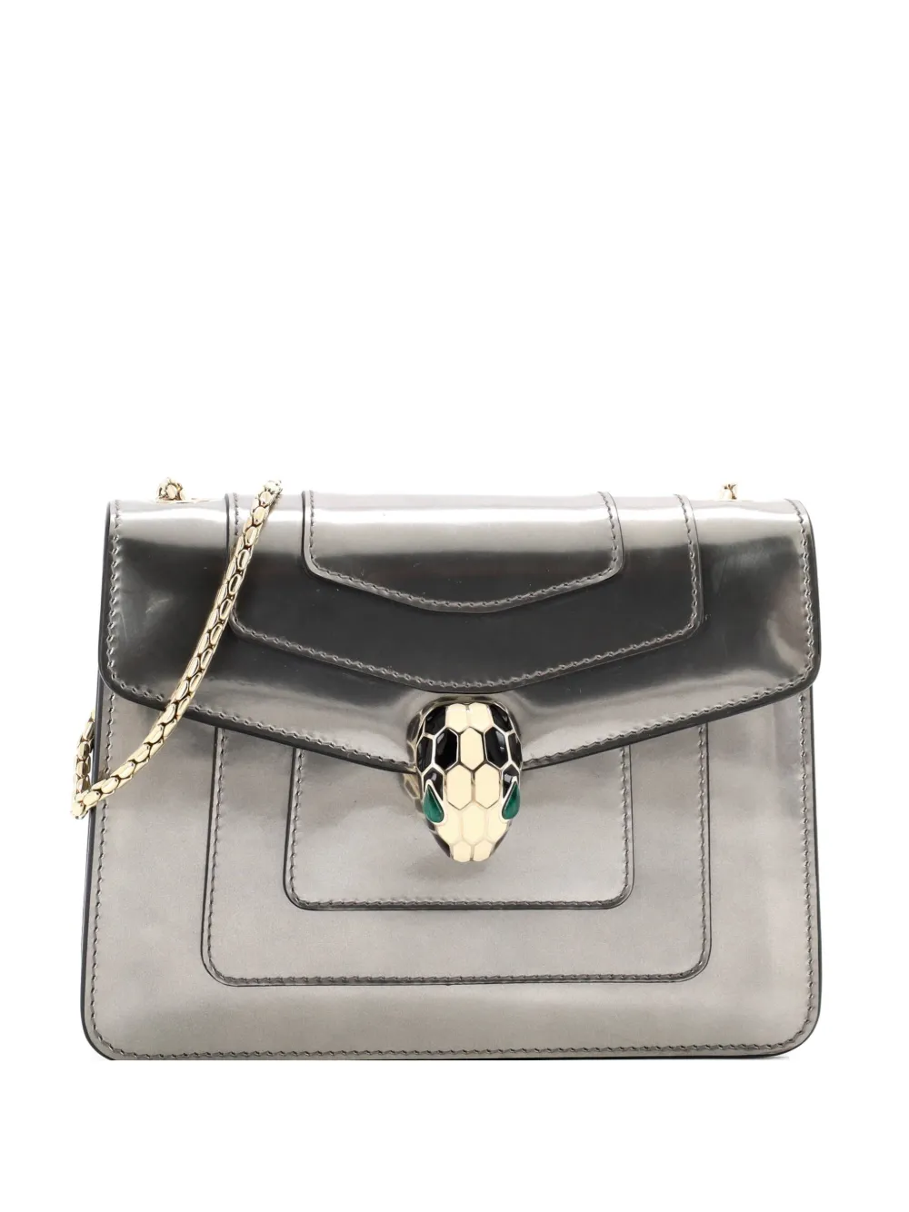 Bvlgari Pre-Owned Borsa a spalla Serpenti Forever piccola in pelle metallizzata - Grigio