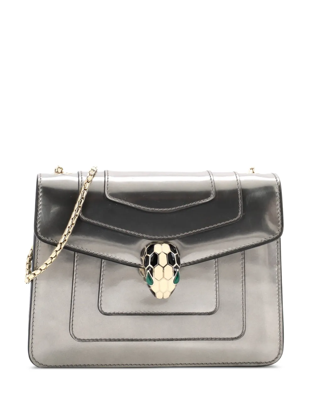 Bvlgari Pre-Owned Serpenti Forever Square Metallic Leather Small shoulder bag - Grey