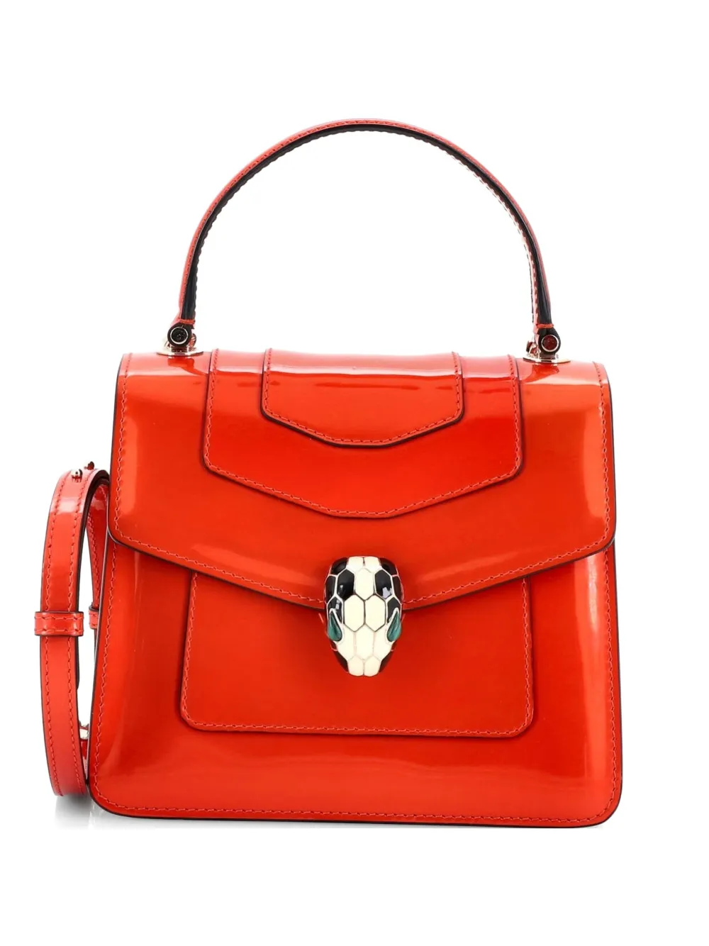 Bvlgari Pre-Owned Serpenti Top Handle Bag Patent Small satchel - Orange
