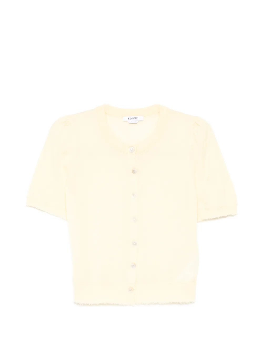 RE/DONE short-sleeve frayed-edge cardigan - Giallo