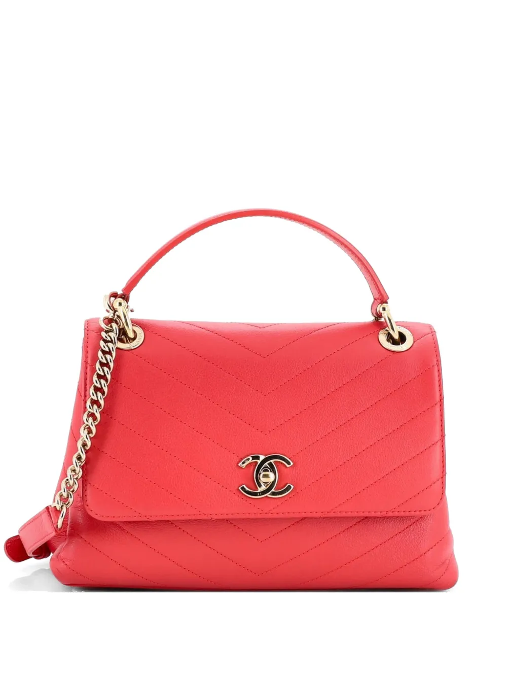 CHANEL Pre-Owned Chevron Chic Top Handle Bag Chevron Calfskin Small satchel - Rosa