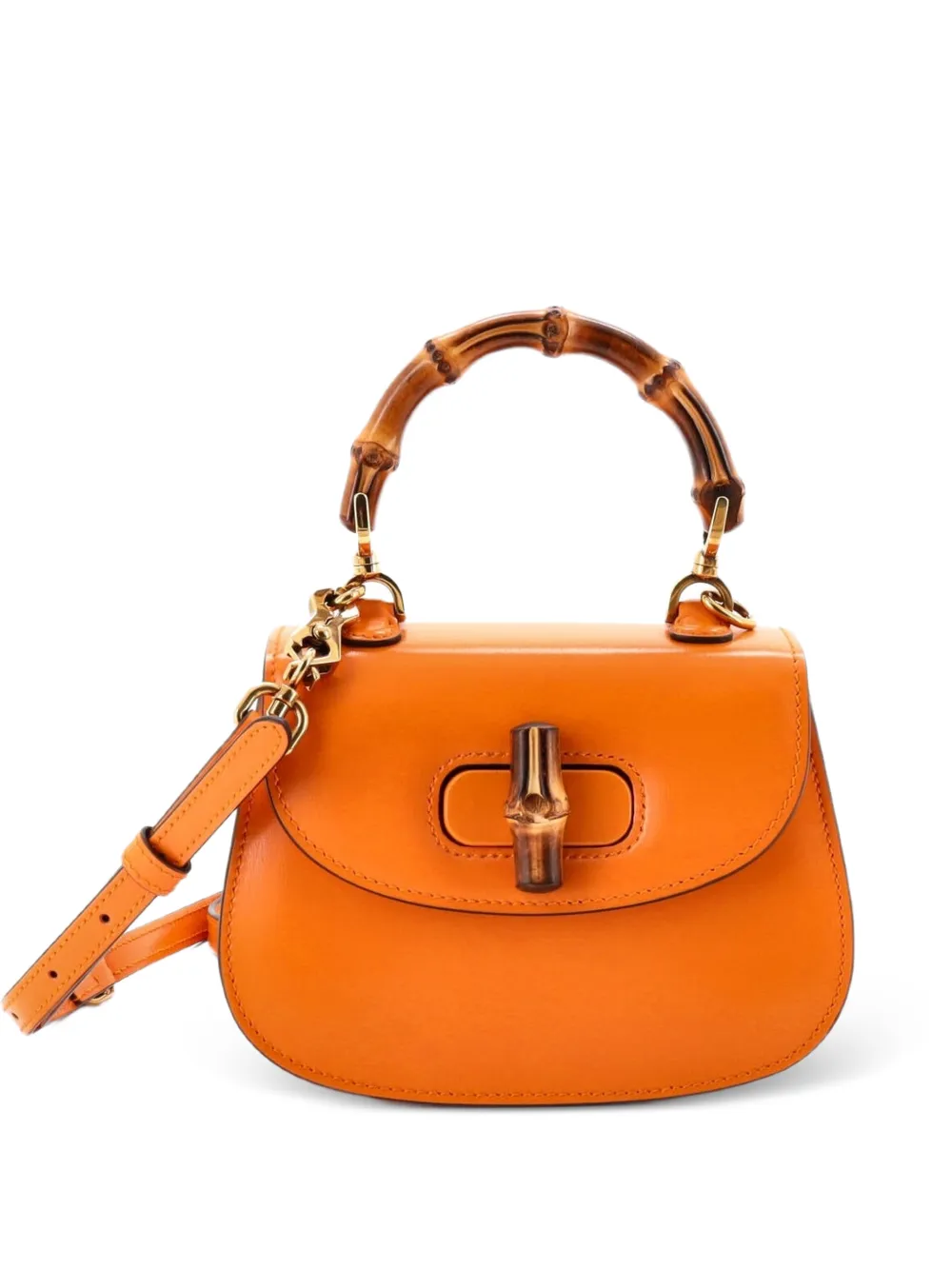 Gucci Pre-Owned Bamboo 1947 Top Handle Bag Leather Mini shoulder bag - Arancione