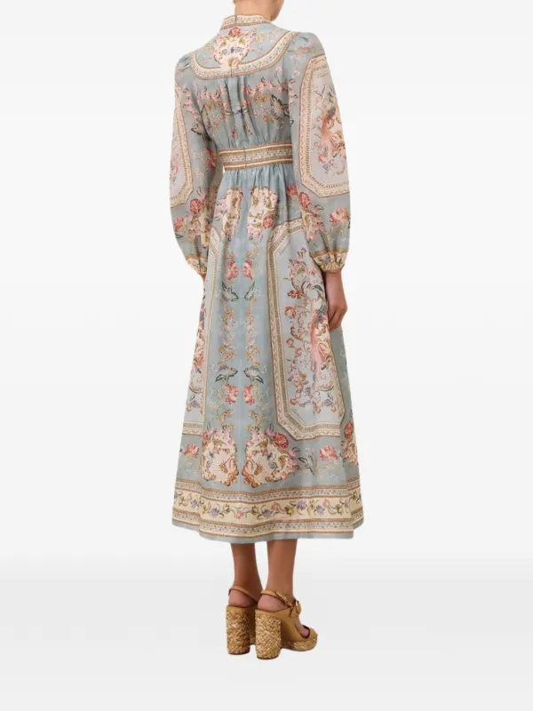 zimmermann puff sleeve midi dress ZIMMERMANN Linen midi dress