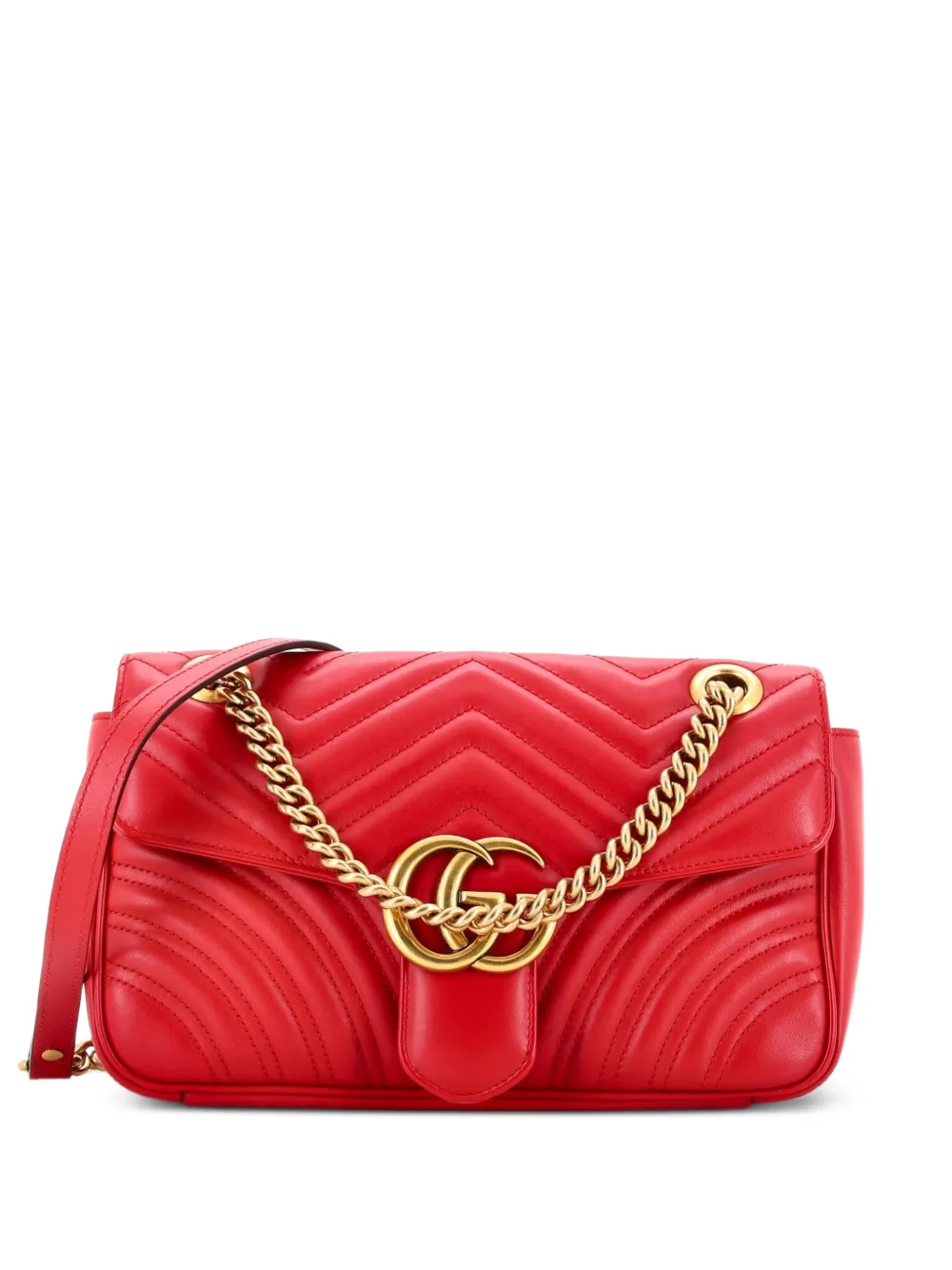 Gucci Pre-Owned GG Marmont Flap Bag Matelasse Leather Medium shoulder bag - Red