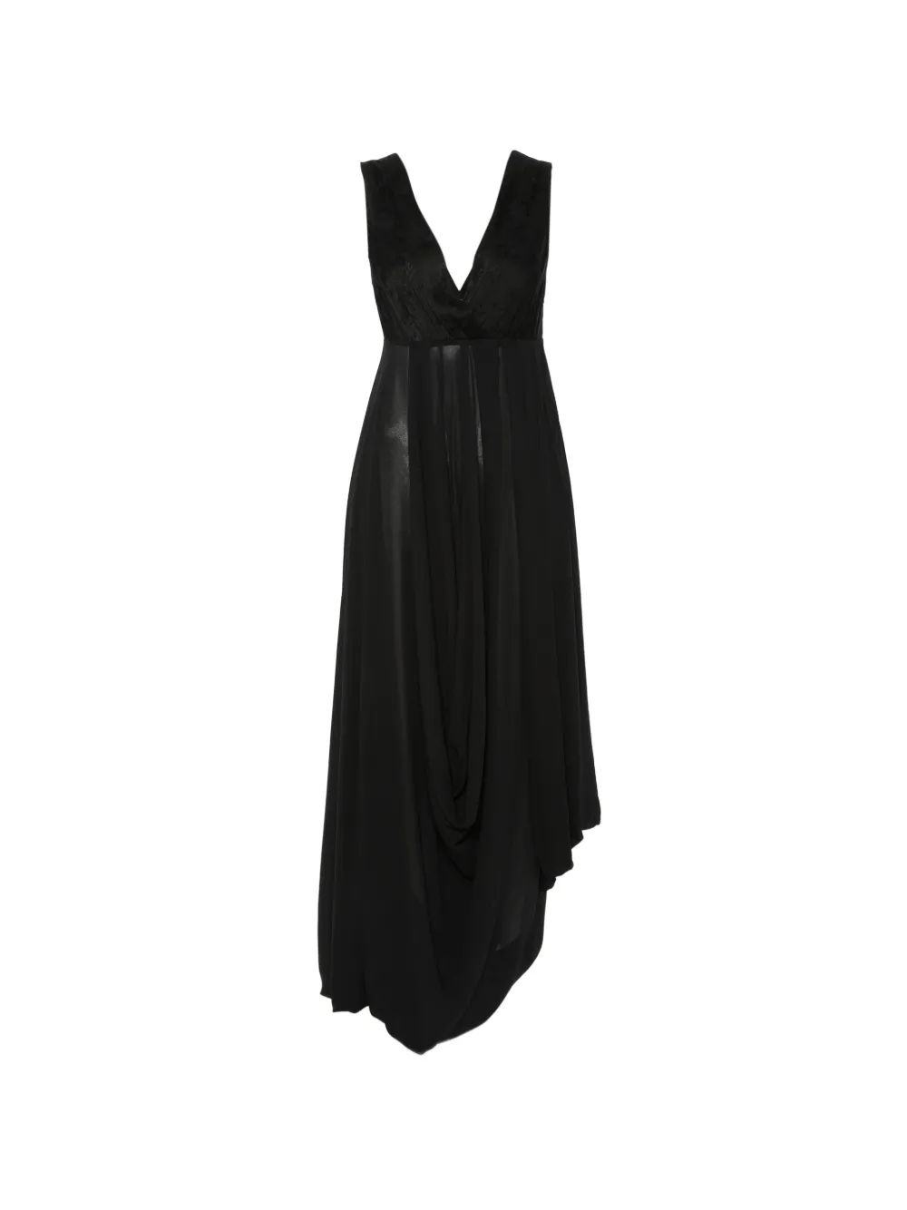 Antonio Marras Vintage 2020s floral-jacquard draped dress - Nero