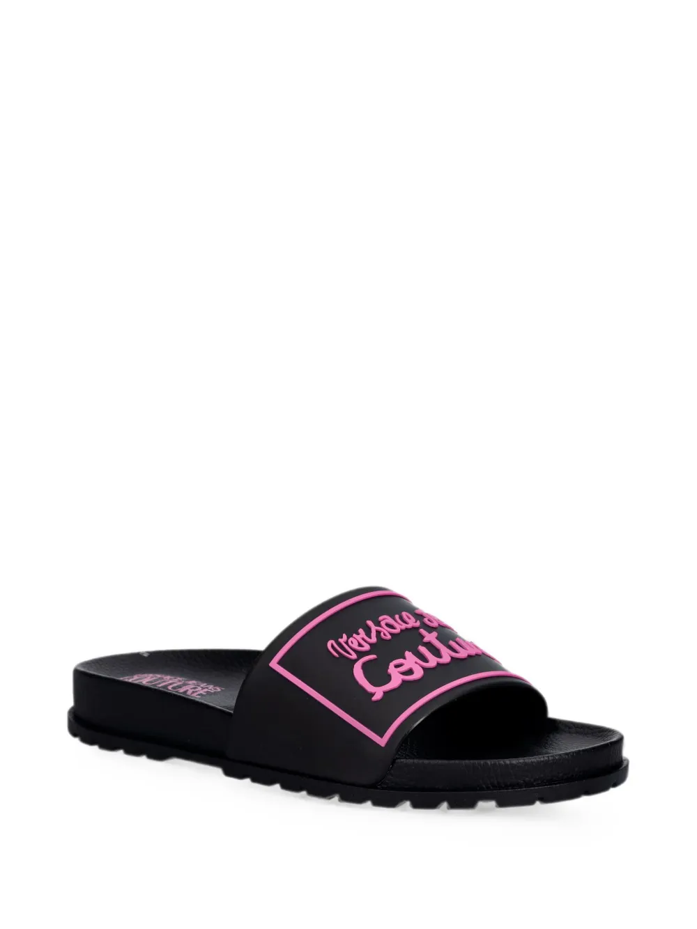Versace Jeans Couture logo-print slides Zwart