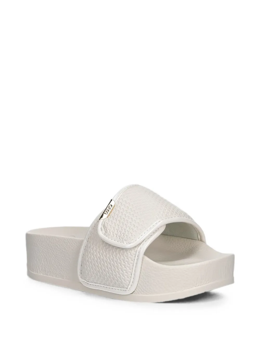 LIU JO woven touch-strap slides Beige