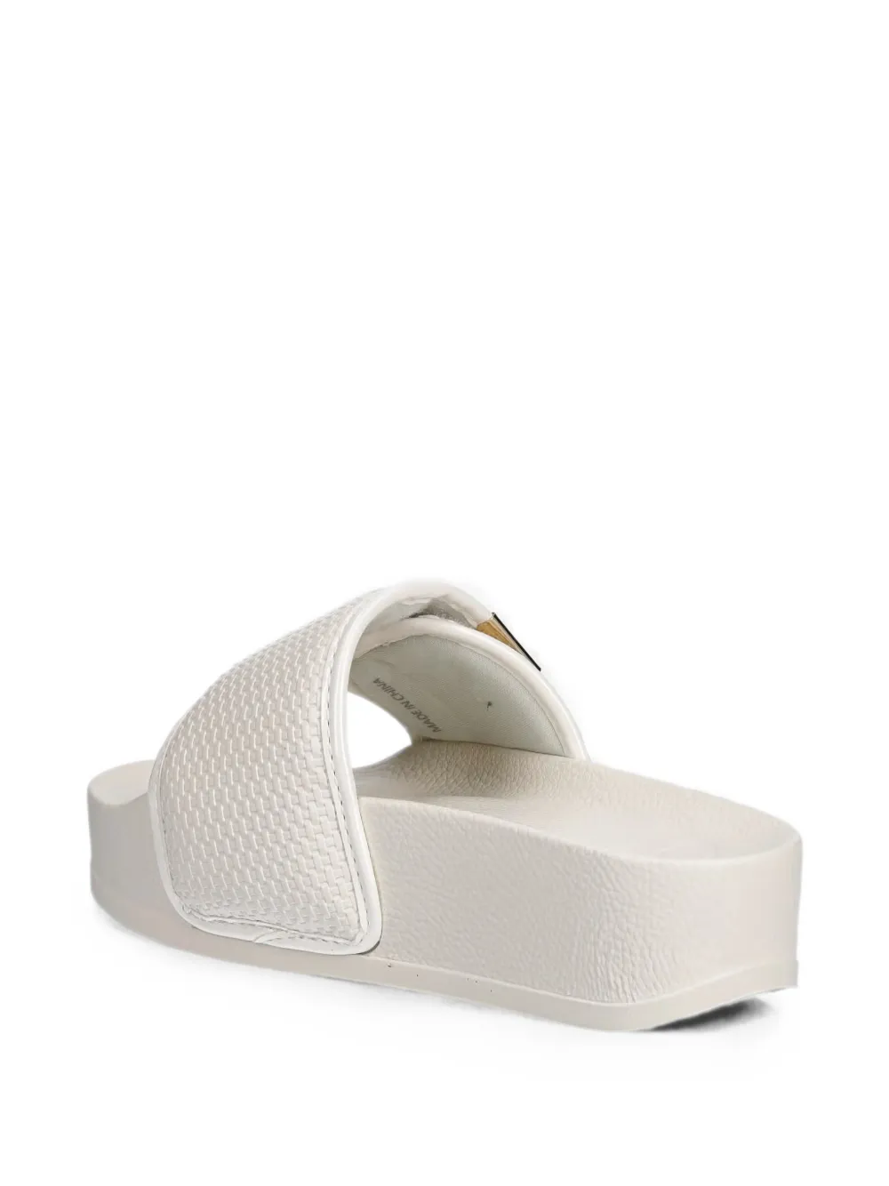 LIU JO woven touch-strap slides Beige
