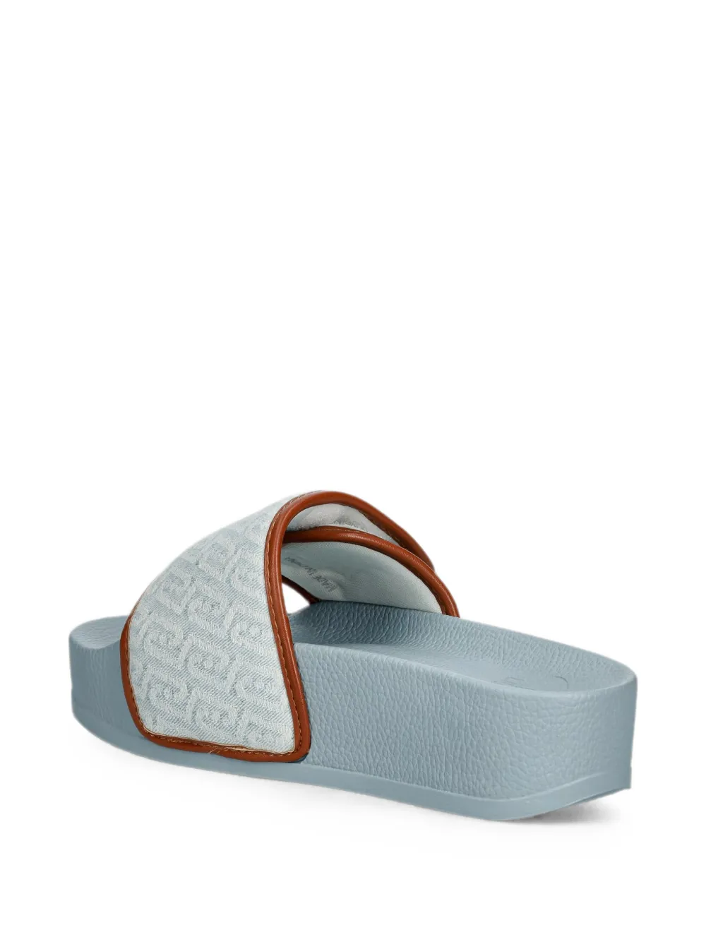 LIU JO monogram-pattern touch-strap slides Blauw