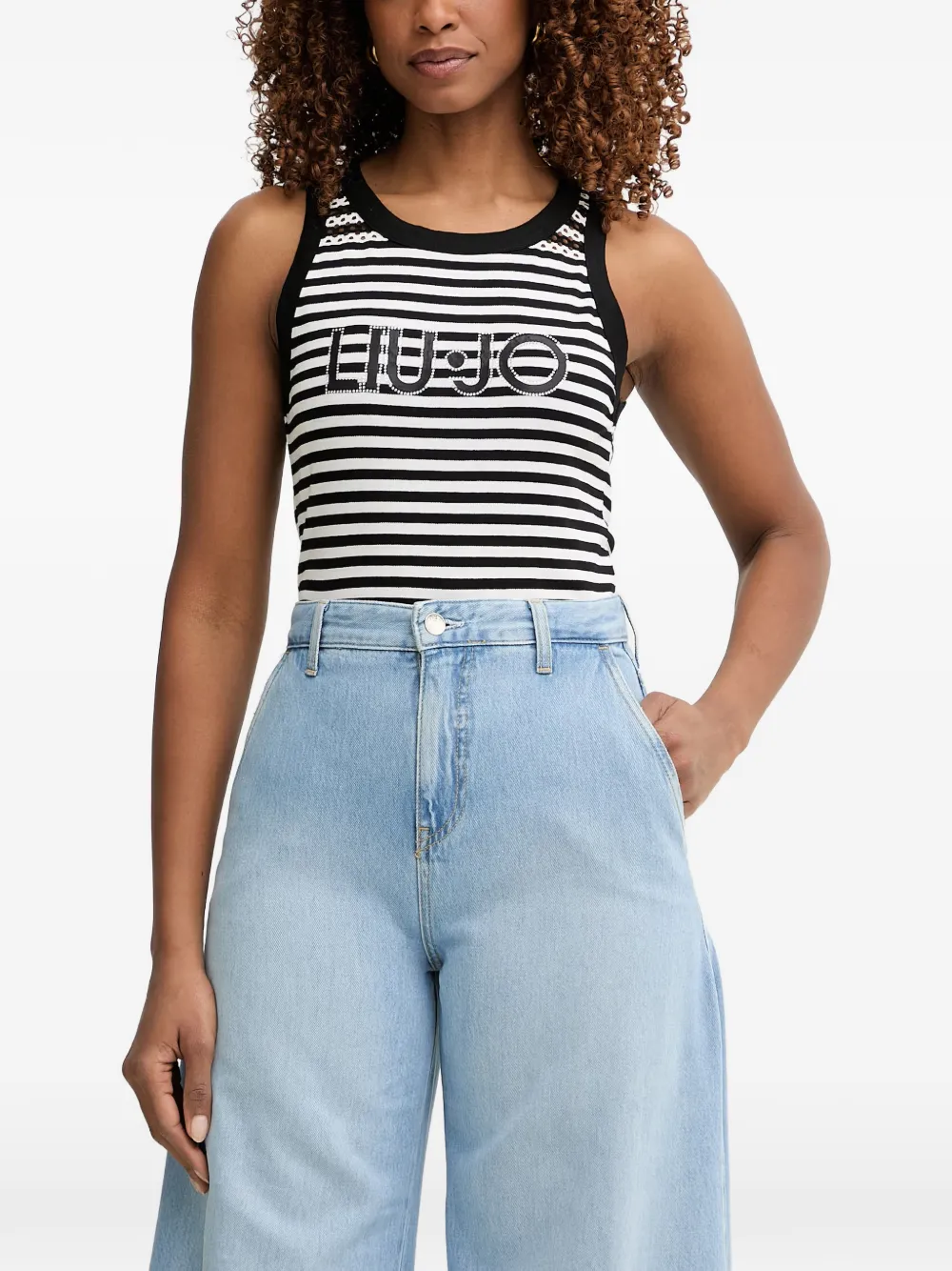 LIU JO logo-embellished striped tank top - Weiß