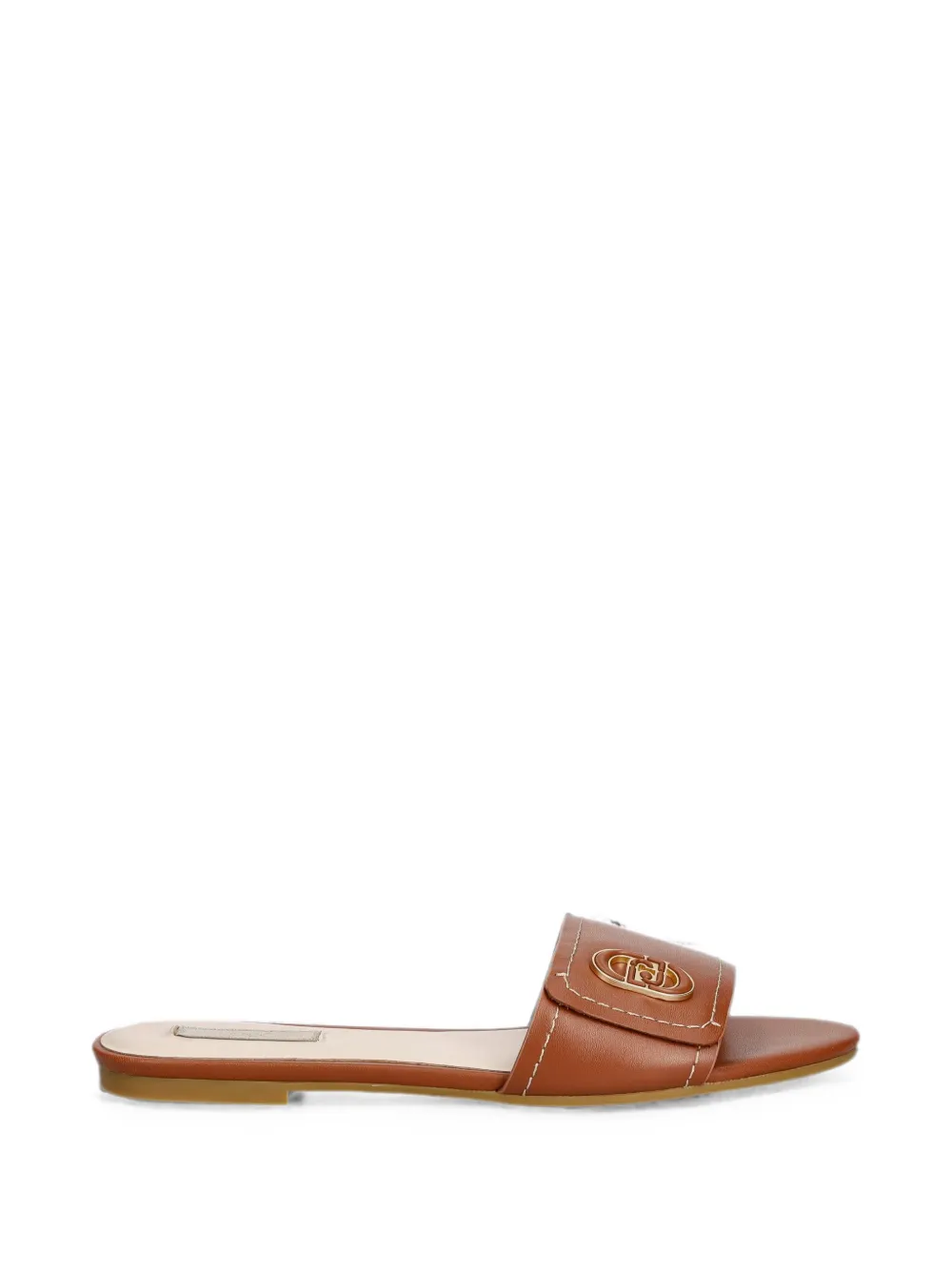 LIU JO logo-plaque leather sandals - Marrone