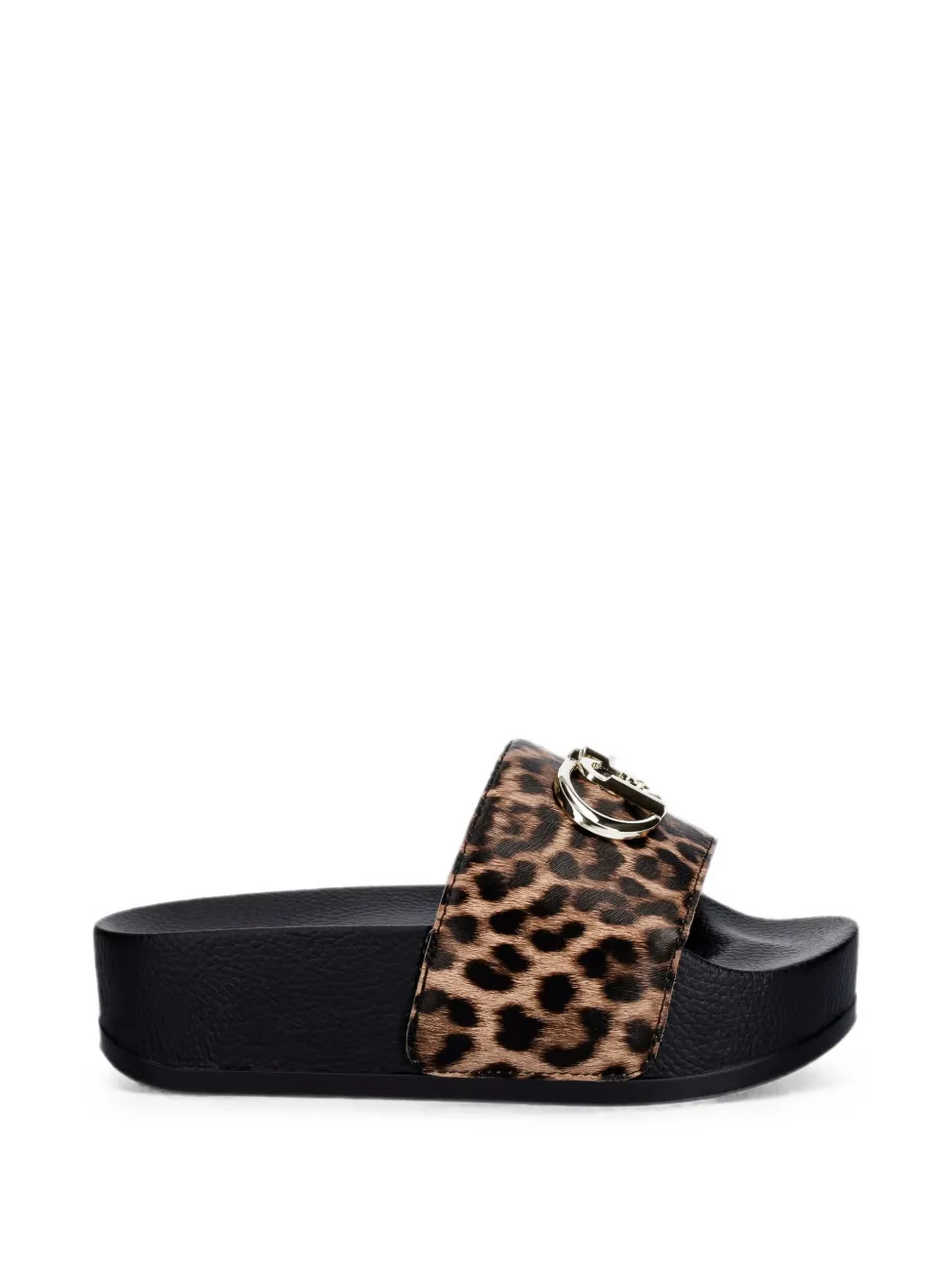 LIU JO leopard-print logo-plaque slides - Schwarz