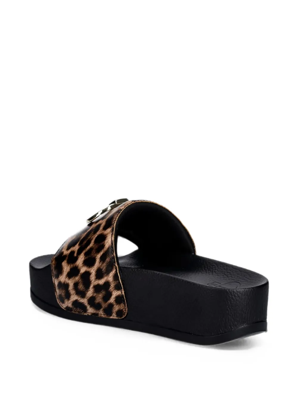LIU JO leopard-print logo-plaque slides Zwart