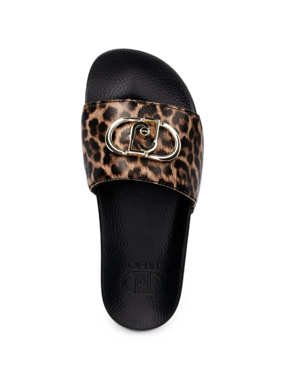 LIU JO leopard-print logo-plaque slides Zwart
