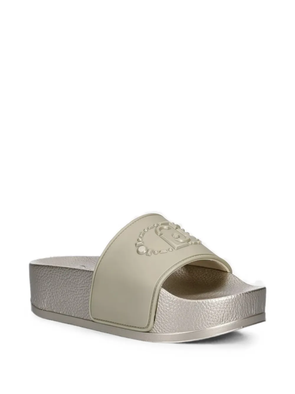 LIU JO logo-embossed platform slides Beige