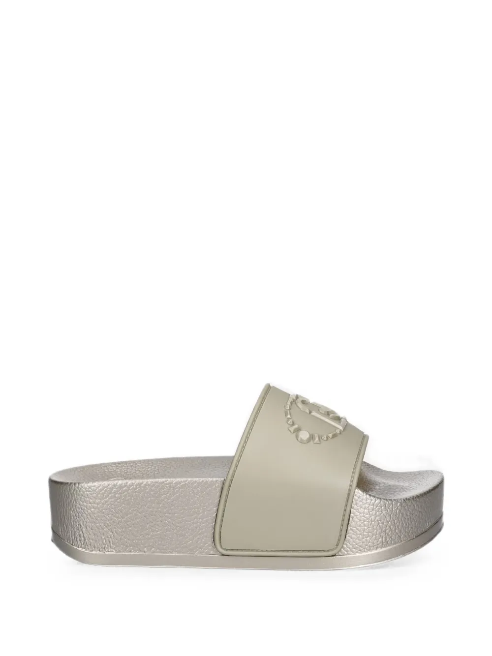 LIU JO logo-embossed platform slides - Nude