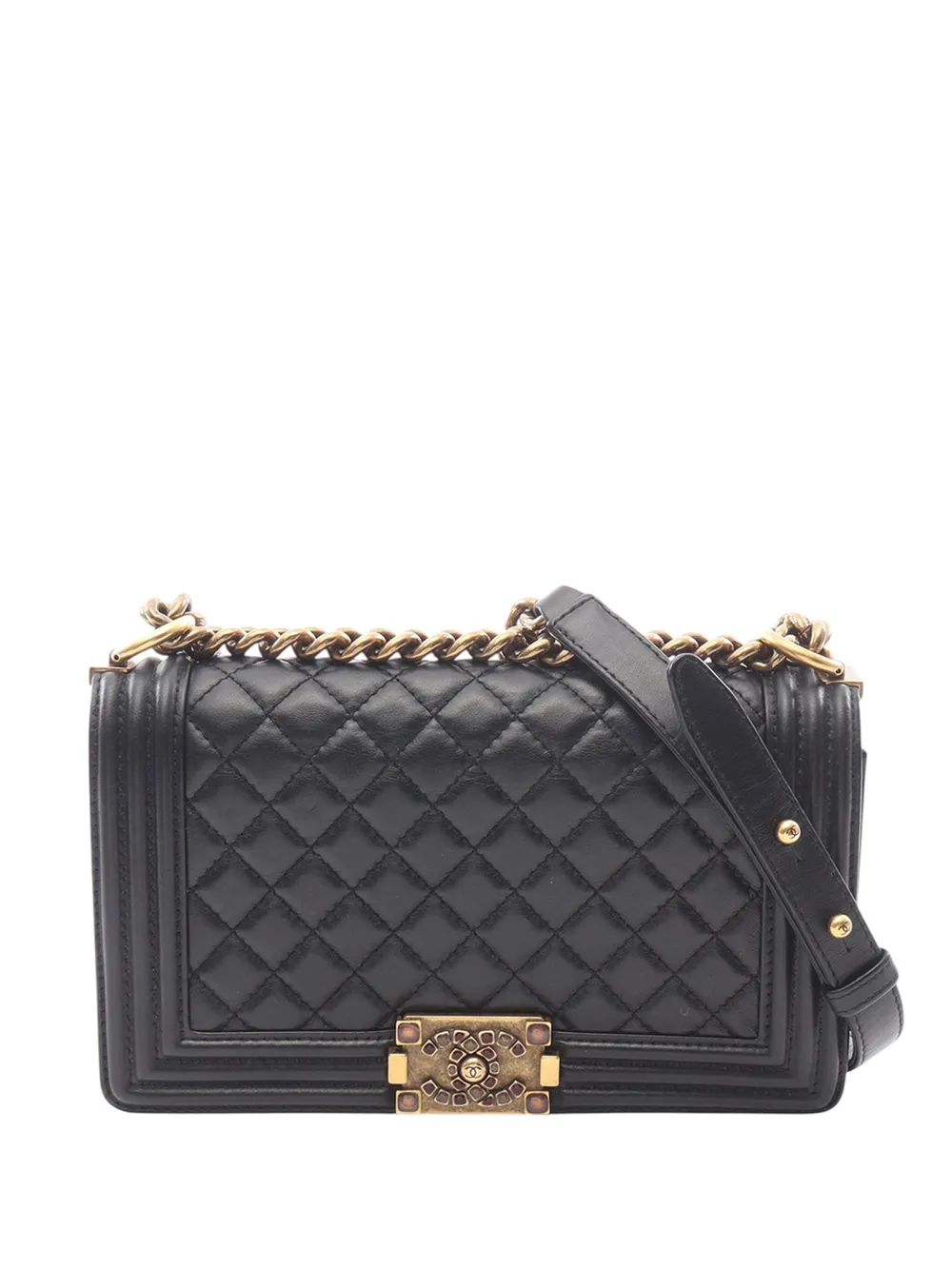 CHANEL Pre-Owned 2020 Old Medium Quilted Lambskin Boy Flap crossbody bag - Nero
