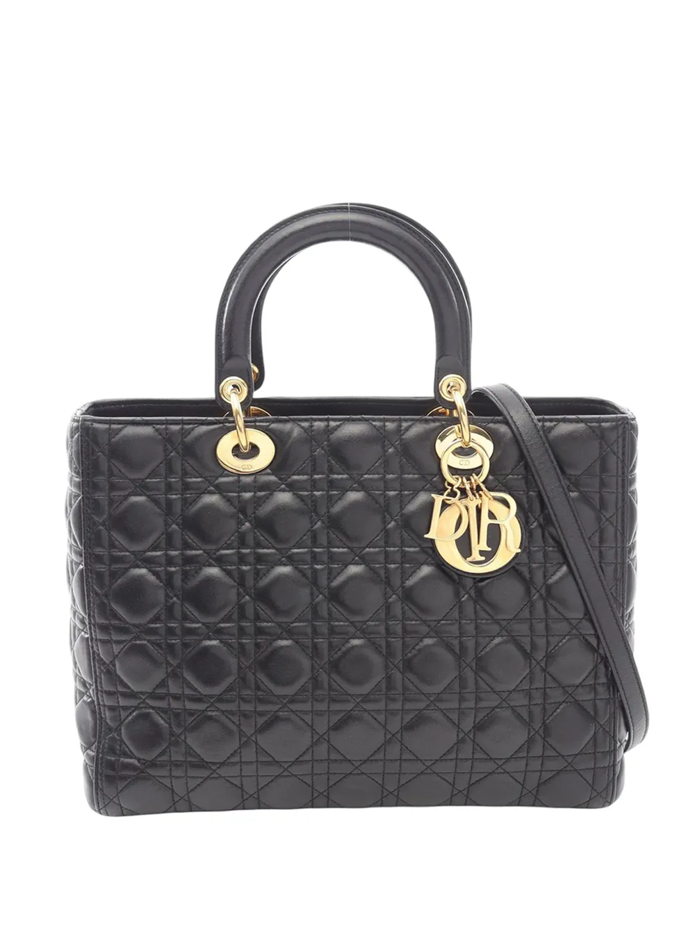 Christian Dior Pre-Owned 2010-2026 Large Lambskin Cannage Lady Dior satchel - Black