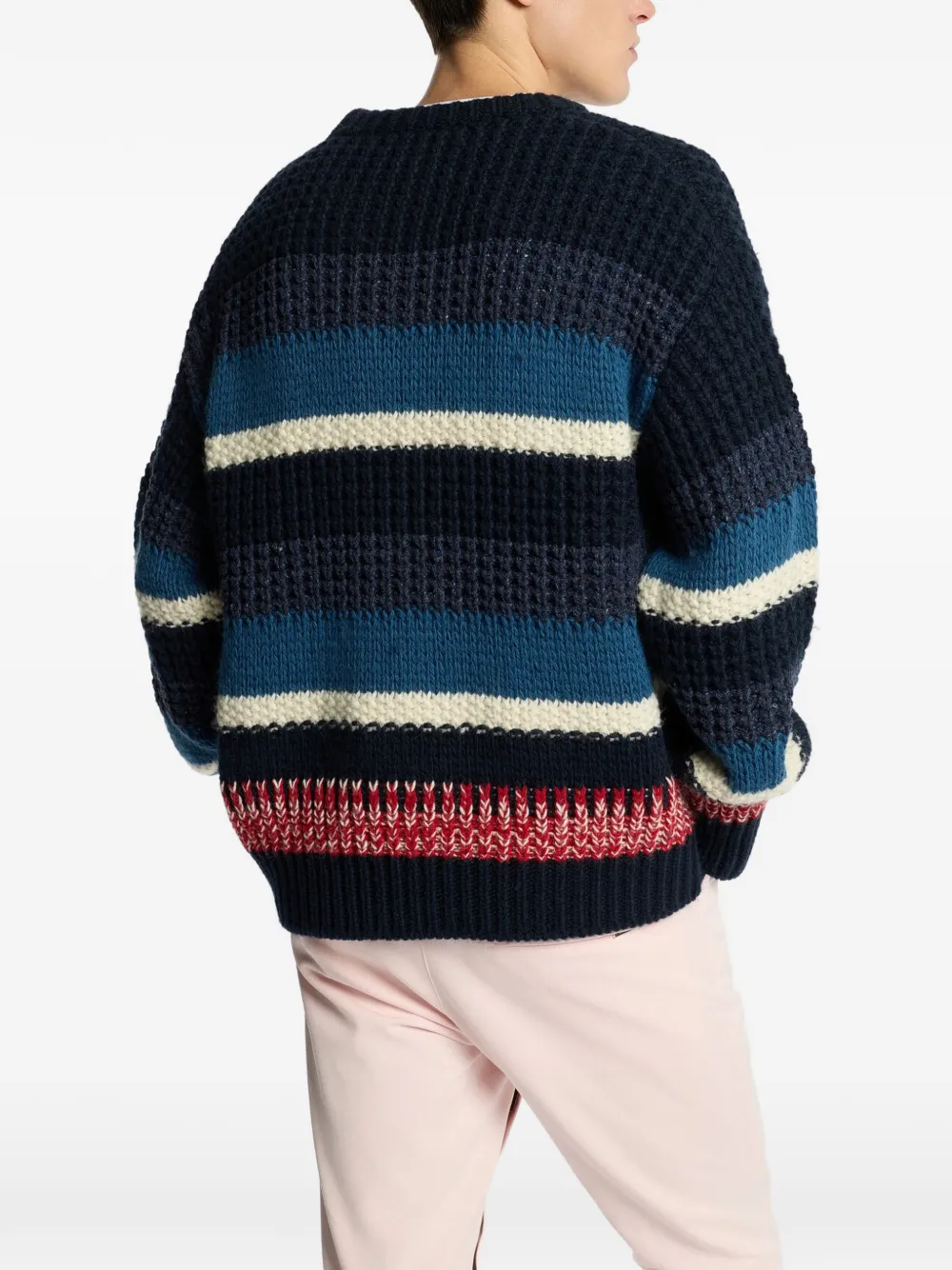 DSQUARED2 Gestreepte grofgebreide trui Blauw