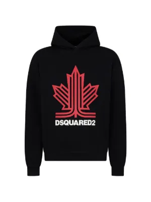 DSQUARED2 D2 Monogram Relax Fit Zipped Hoodie | Black | FARFETCH