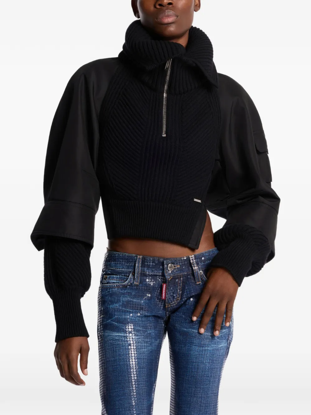 DSQUARED2 Snowball ribgebreide trui Zwart