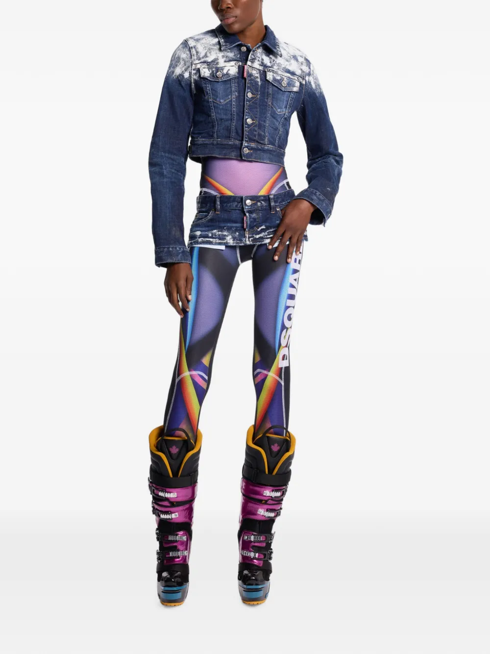 DSQUARED2 Let It Snow denim rok met gerafeld effect Blauw