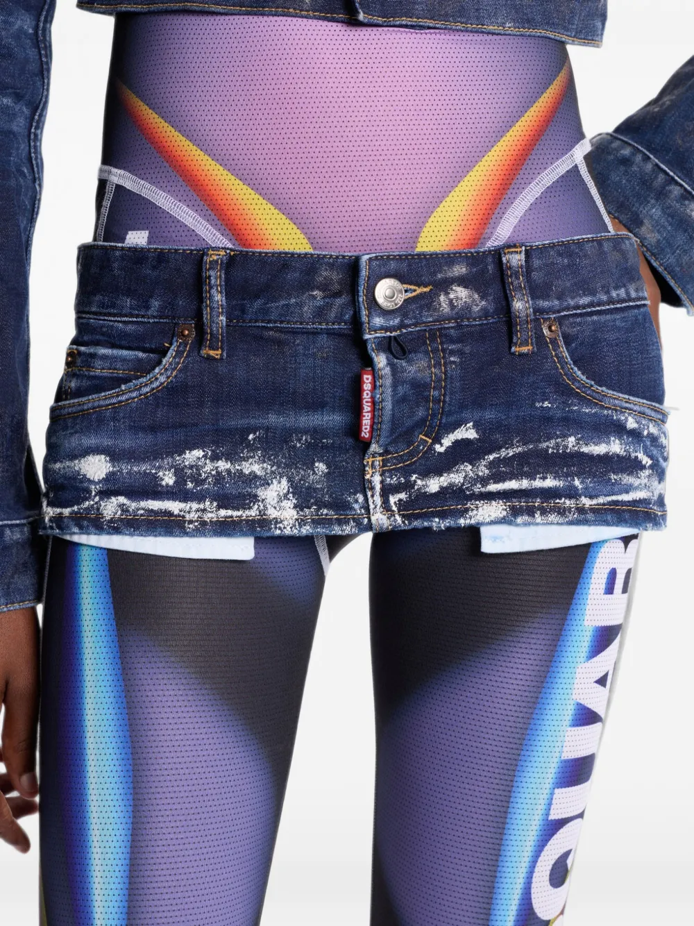 DSQUARED2 Let It Snow denim rok met gerafeld effect Blauw