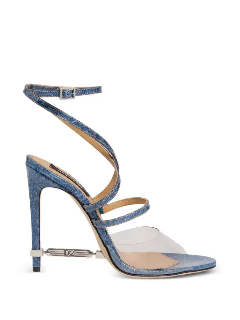DSQUARED2 Frosted buckle-fastening cotton heeled sandals