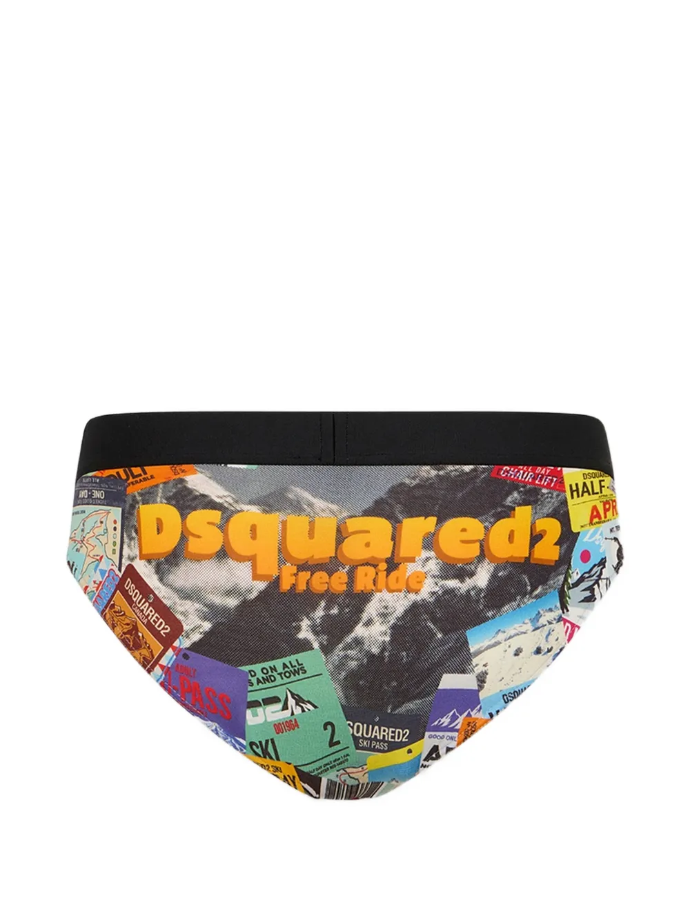 DSQUARED2 grafische print slip met logoband Zwart