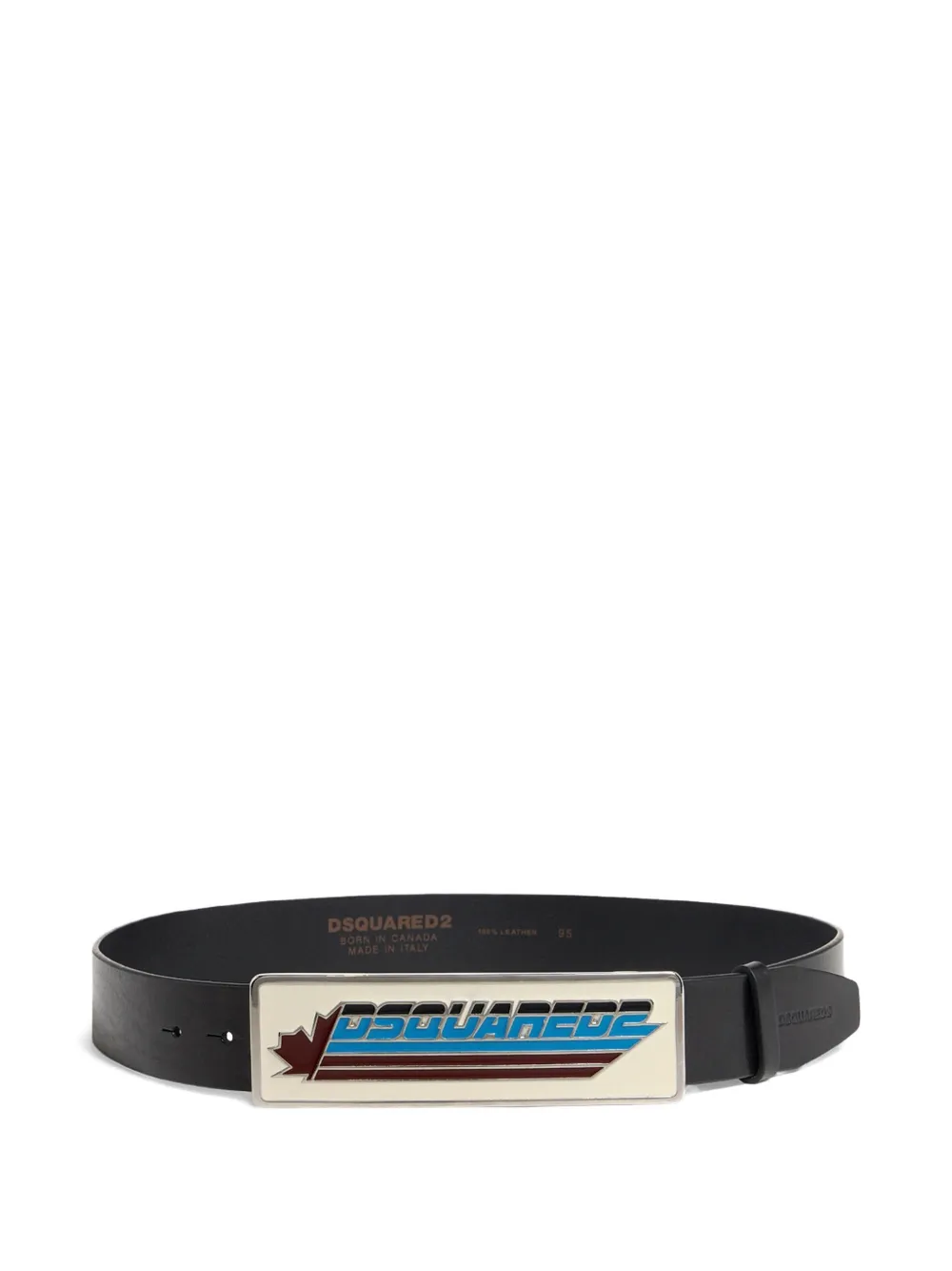 DSQUARED2 Leren riem met logoplakkaat Zwart