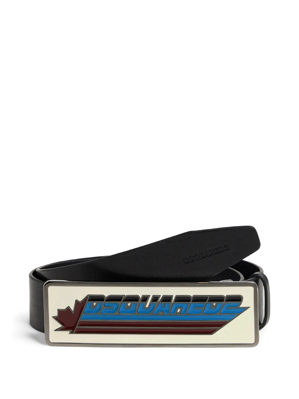 Dsquared2 Logo-plaque Leather Belt In Black