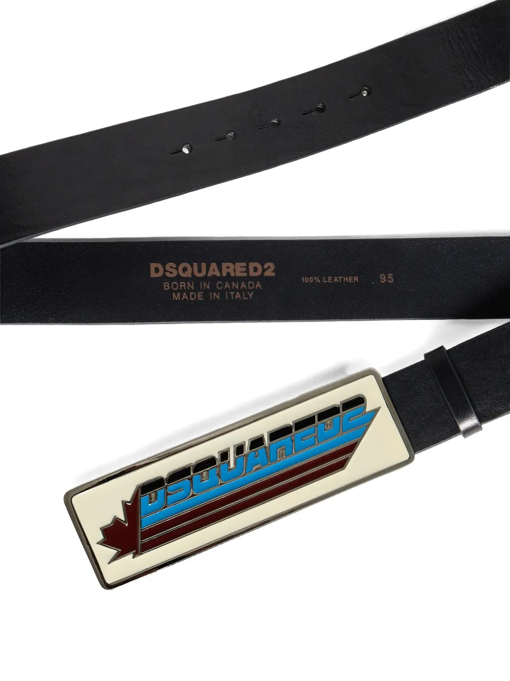 DSQUARED2 Leren riem met logoplakkaat Zwart