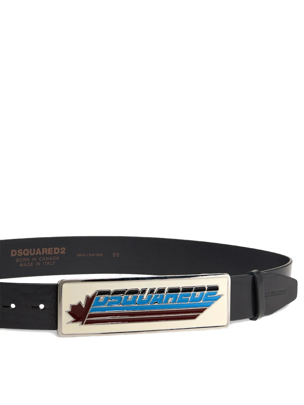 DSQUARED2 Leren riem met logoplakkaat Zwart