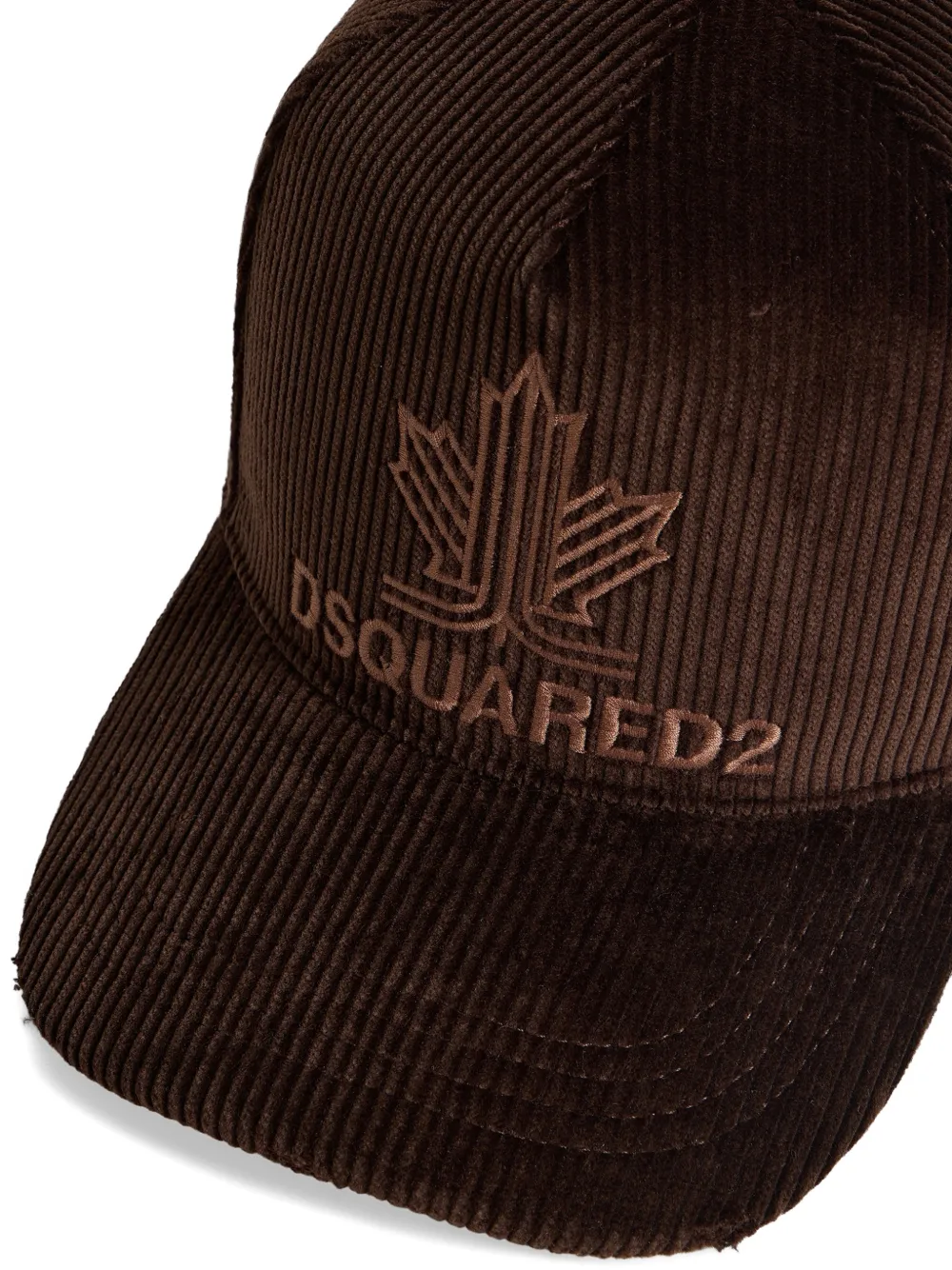DSQUARED2 Maple Leaf ribfluwelen katoenen honkbalpet Bruin
