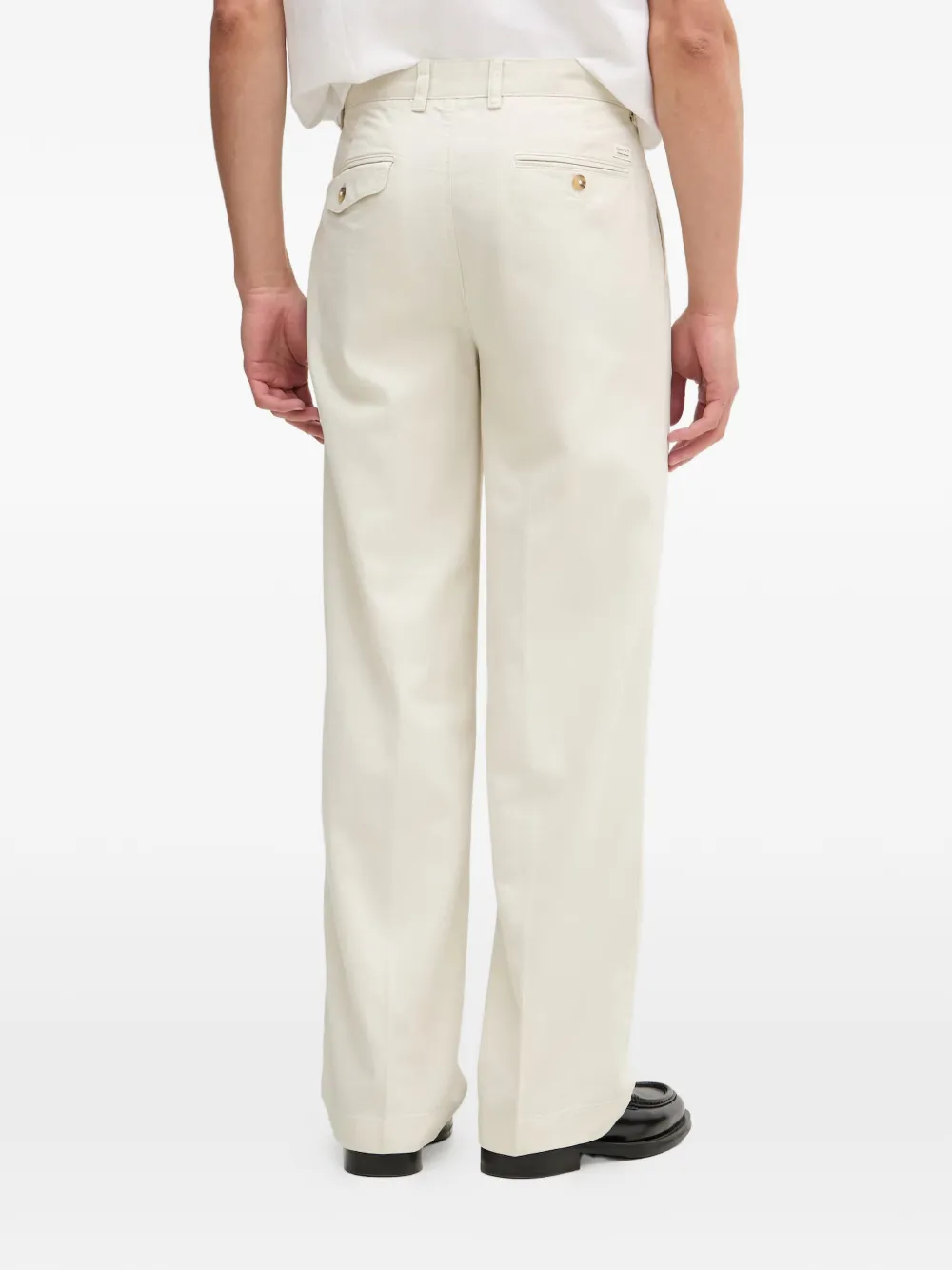 Gant Ruimvallende broek met geplooide voorkant Beige