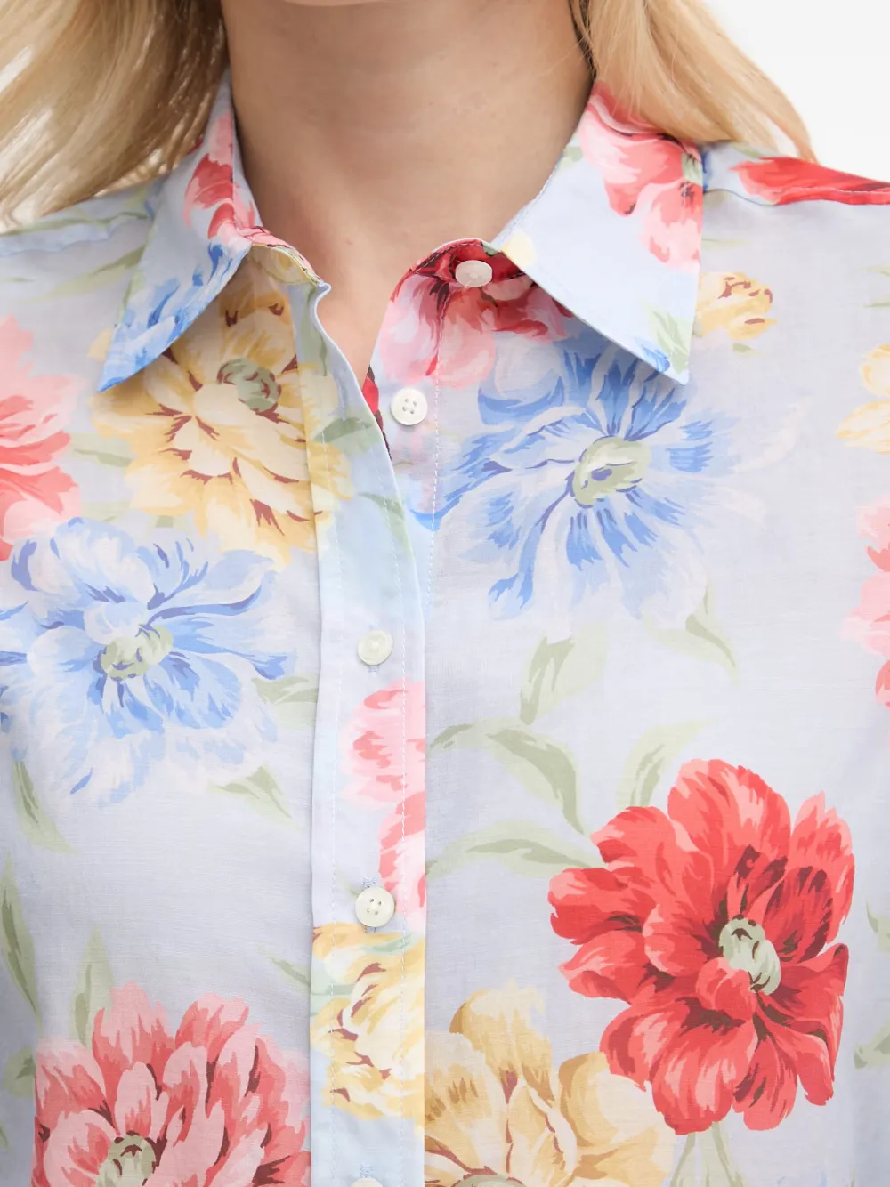 Gant Overhemd met bloemenprint Blauw